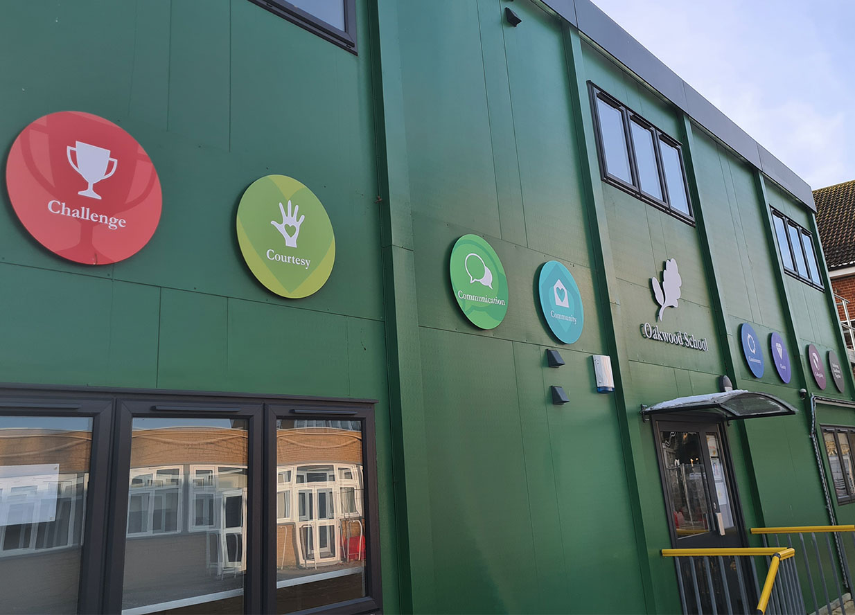 Oakwood School signage examples