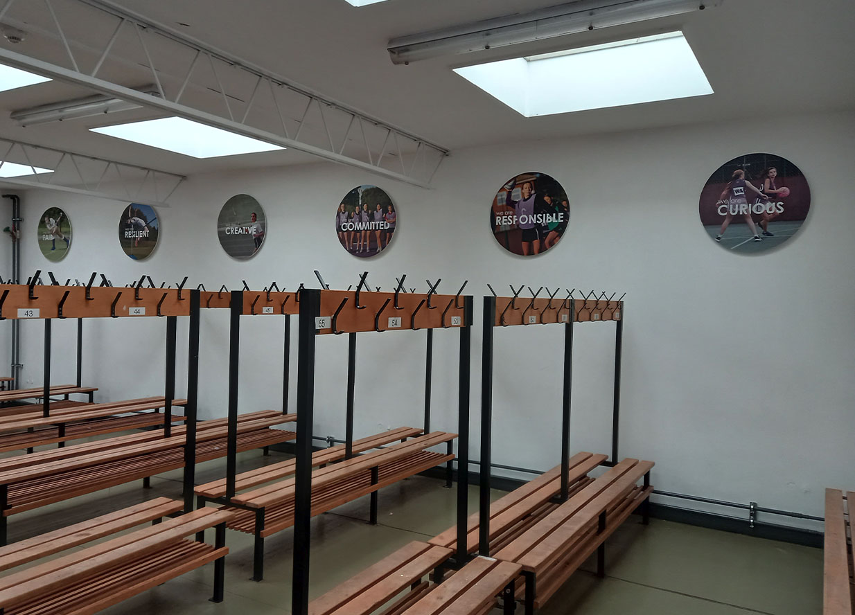 School locker room display signage