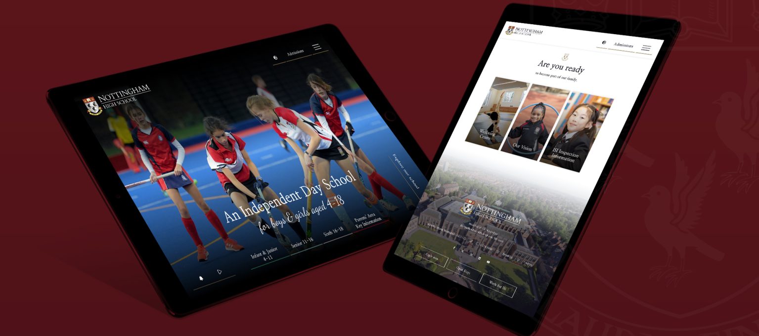Nottingham High School website tablet graphic